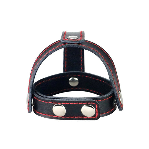 Lovetoy T-Style Leather Cock Ring with Ball Divider - Ball and Cock Toys