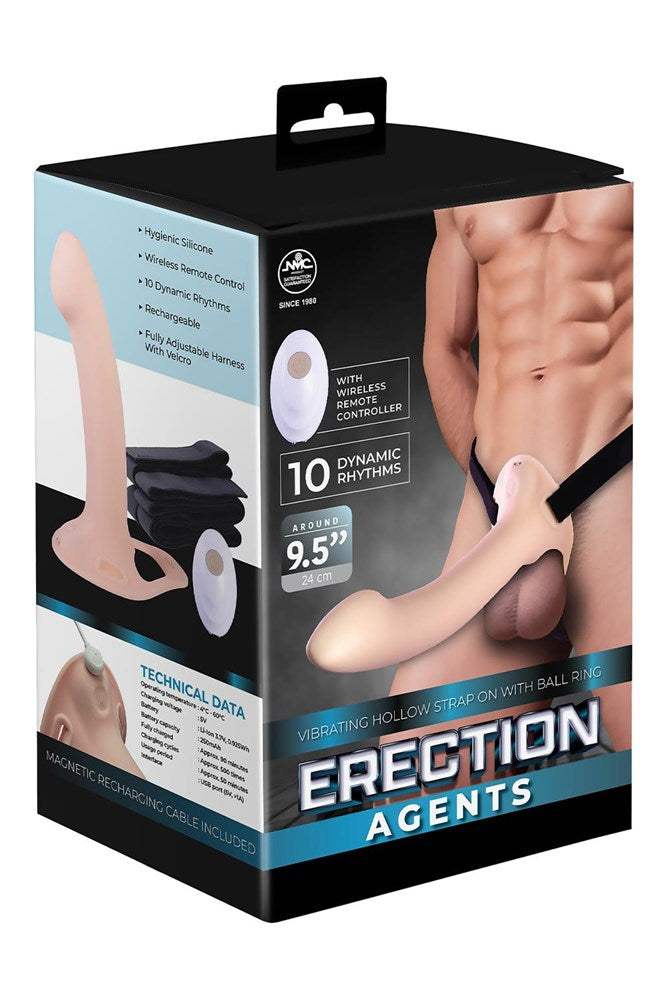 Nanma Erection Agents Rechargeable Vibrating Hollow Strap-On - - Strap On Sextoys