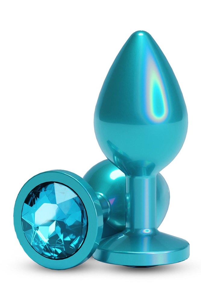 NS Novelties Rear Assets Iridescent Medium Butt Plug - Teal - Butt Plugs