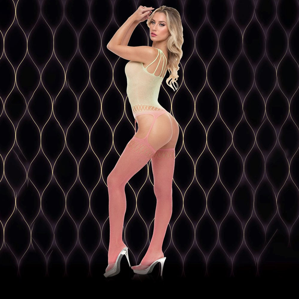 Xgen LAPDANCE Pink Mirage Suspender Bodystocking One Size - - Body Stockings