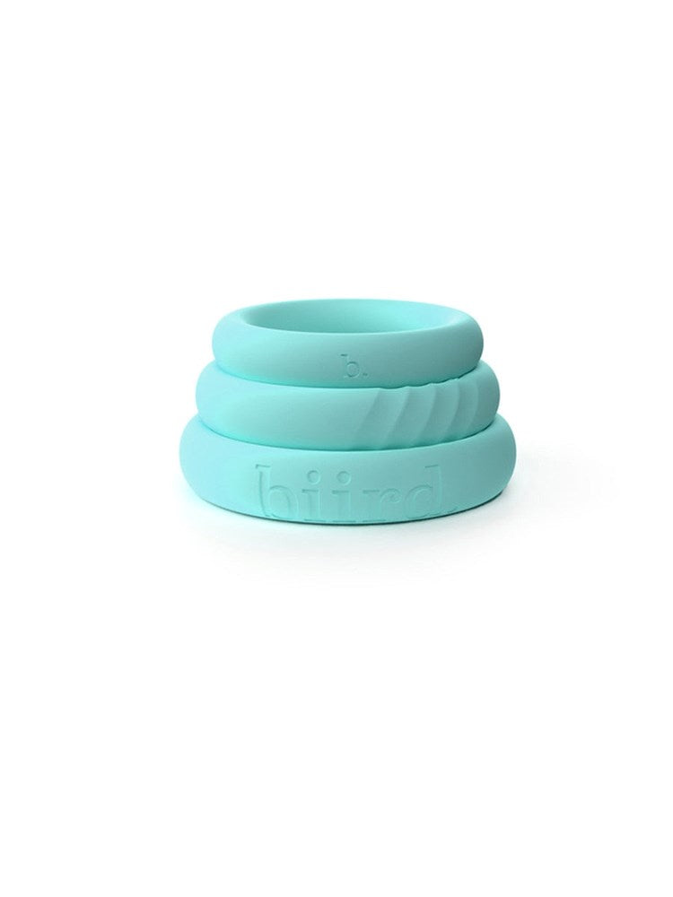 Biird Riin Set of 3 Silicone Penis Rings - Aquamarine - Cock Ring Sets