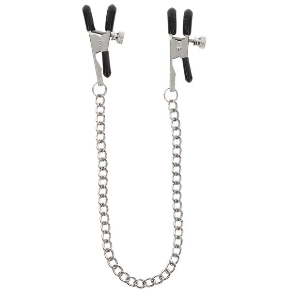 Scala Adjustable Nipple Clamps With Chain - Silver - Nipple and Clit Clamps