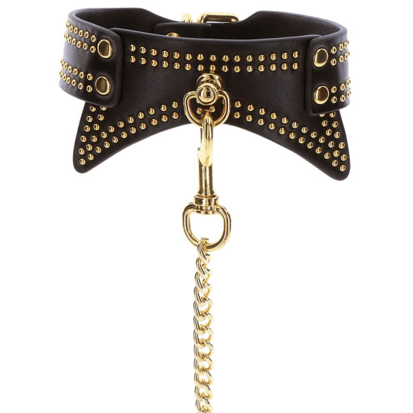 Scala Taboom Leather Studded Collar and Leash - - Collars and Leads