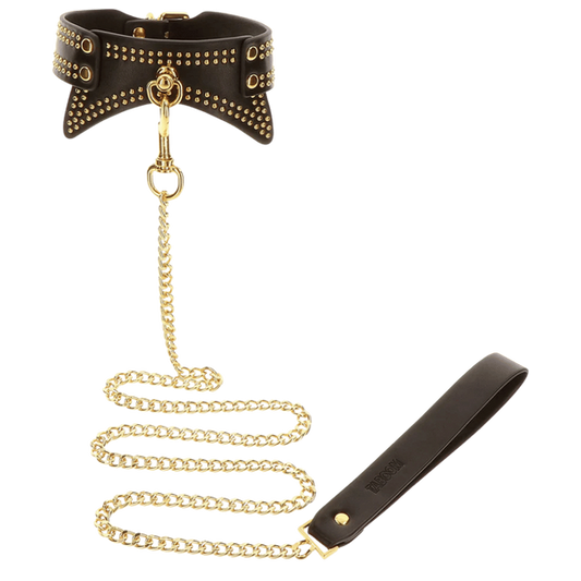 Scala Taboom Leather Studded Collar and Leash - Collars and Leads