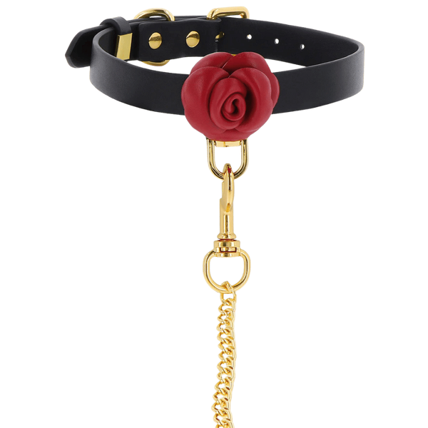 Scala Taboom Wild Roses Fetish Collar and Leash - - Collars and Leads