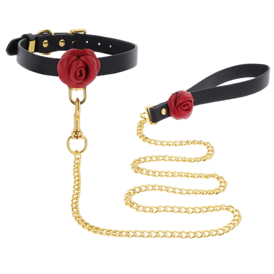 Scala Taboom Wild Roses Fetish Collar and Leash - Collars and Leads