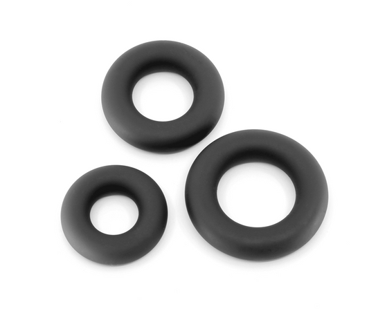 Love In Leather 3 Piece Silicone Fat Boy Cock Ring - Cock Ring Sets
