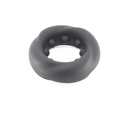 Love In Leather Mens Silicone Twisted O Ring - Stretchy Cock Rings