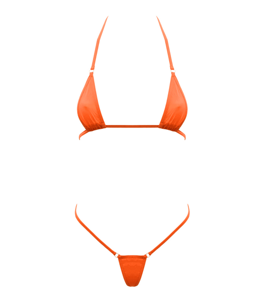 Love In Leather Spandex Fabric Micro Bikini Orange - Bras and Bra Sets