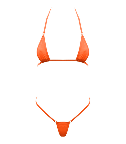 Love In Leather Spandex Fabric Micro Bikini Orange - Bras and Bra Sets