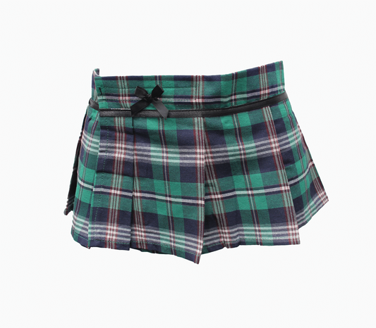 Love In Leather Tartan Wrap Sexy Skirt Green - Skirts And Club Wear