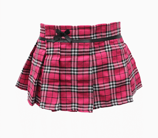 Love In Leather Tartan Wrap Sexy Skirt Pink - Skirts And Club Wear