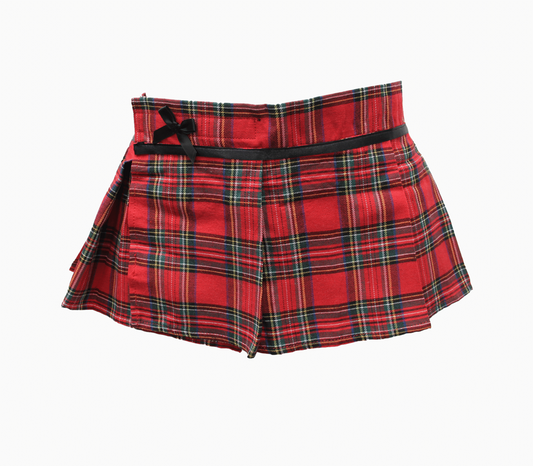 Love In Leather Tartan Wrap Sexy Skirt Red - Skirts And Club Wear