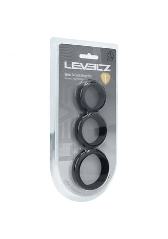 Shots LEVELZ Wide O Silicone Cock Ring Set of 3 Sizes S/M/L