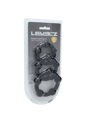 Shots LEVELZ Beaded Silicone Cock Ring Set of 3 Sizes
