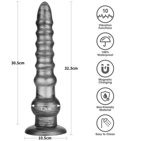 Lovetoy King Sized Vibrax Slider Vibrating Dildo Grey - Vibrating Dildos