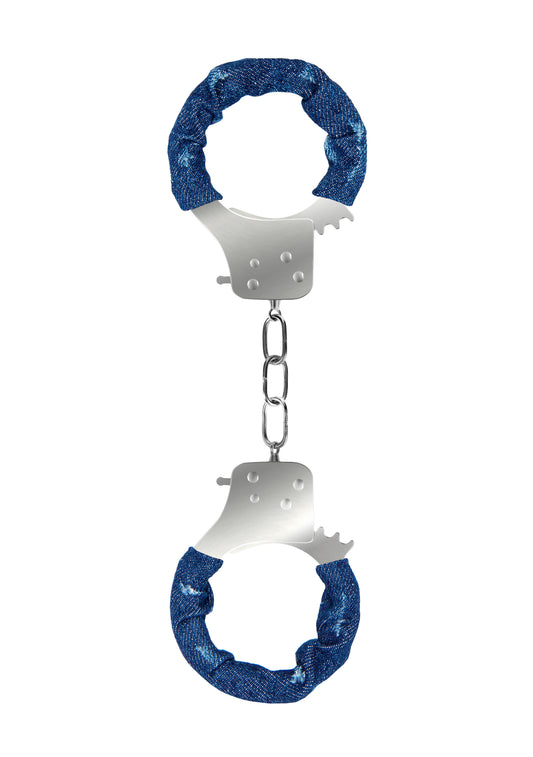 Shots Toys Roughend Denim Style Metal Handcuffs - Cuffs And Restraints