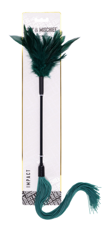 Sex & Mischief Indica Feather Tickler Whip Green - Whips And Crops