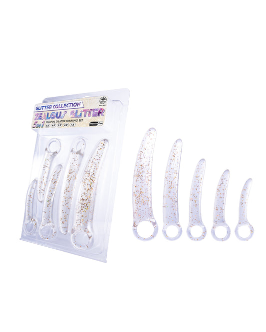 Nanma Zealous Glitter Tpe Dilator Kit Set In Clear Gold - Love Eggs and Kegel Exercisers