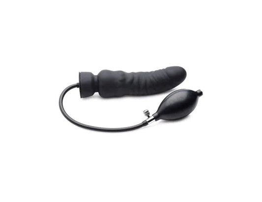 Master Series Dick Spand Inflatable Silicone Dildo Black - Inflatable Dildos and Vibrators