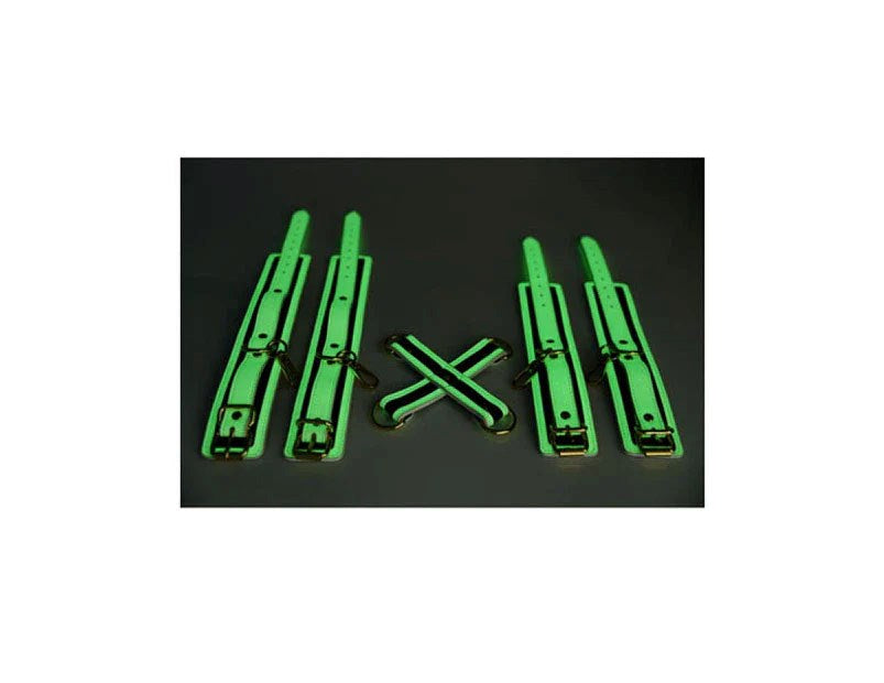 Master Series Kink In the Dark Glowing Hog Tie Set Fluro Green - - Cuffs And Restraints