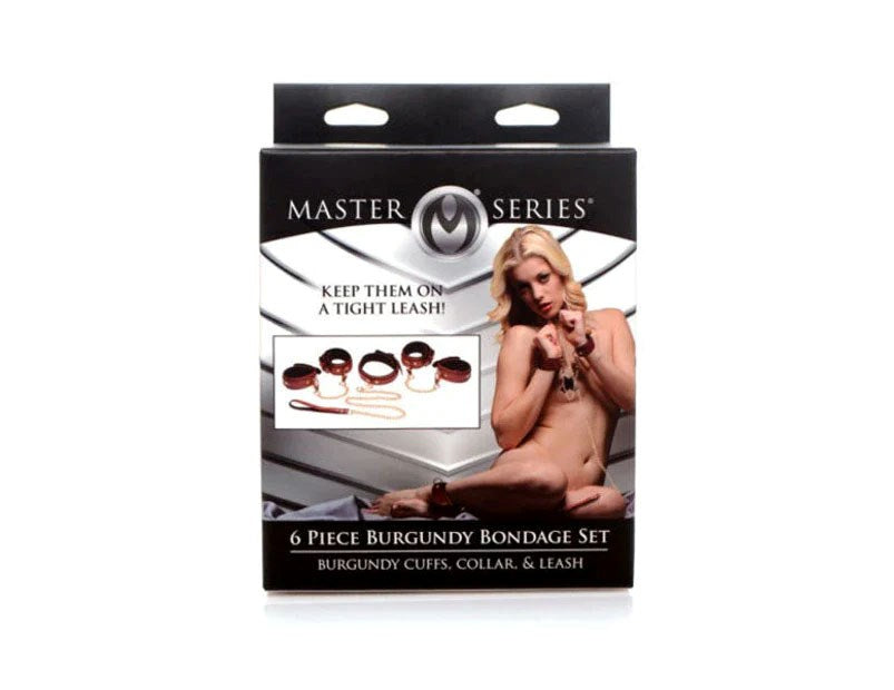 Master Series Bondage Play Sex Toy Set 6 Piece Burgundy - - Bondage Kits