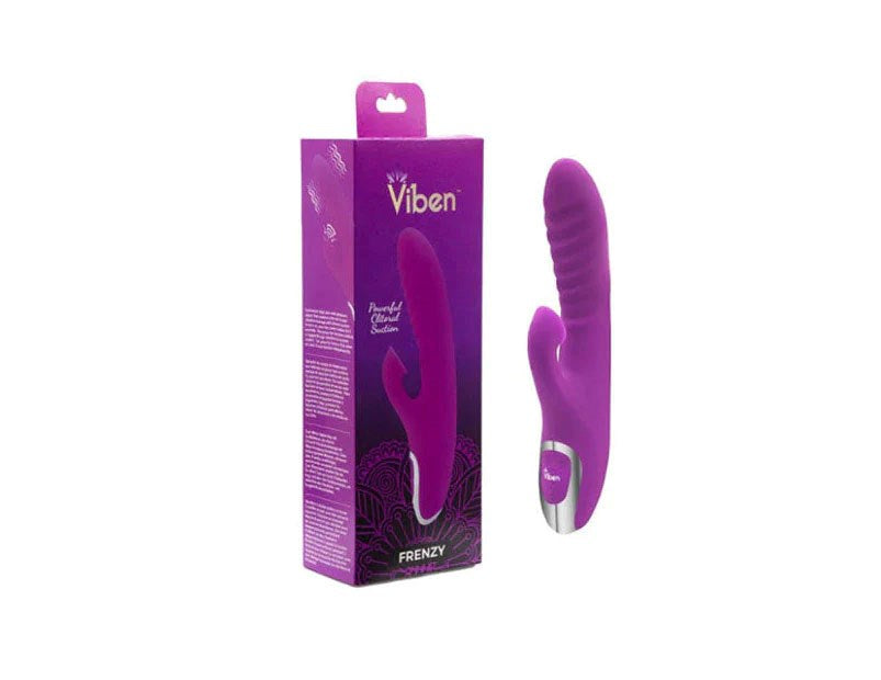 Viben Frenzy Suction 12 Function Rabbit Vibrator Berry - - Rabbit Vibrators