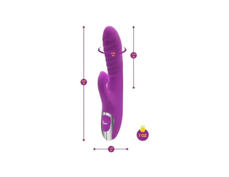 Viben Frenzy Suction 12 Function Rabbit Vibrator Berry - - Rabbit Vibrators