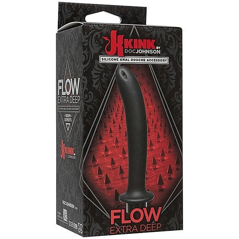 Kink Flow Silicone Anal Douche Accessory Extra Deep Black - Enemas and Douches