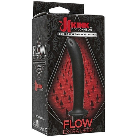 Kink Flow Silicone Anal Douche Accessory Extra Deep Black - Enemas and Douches