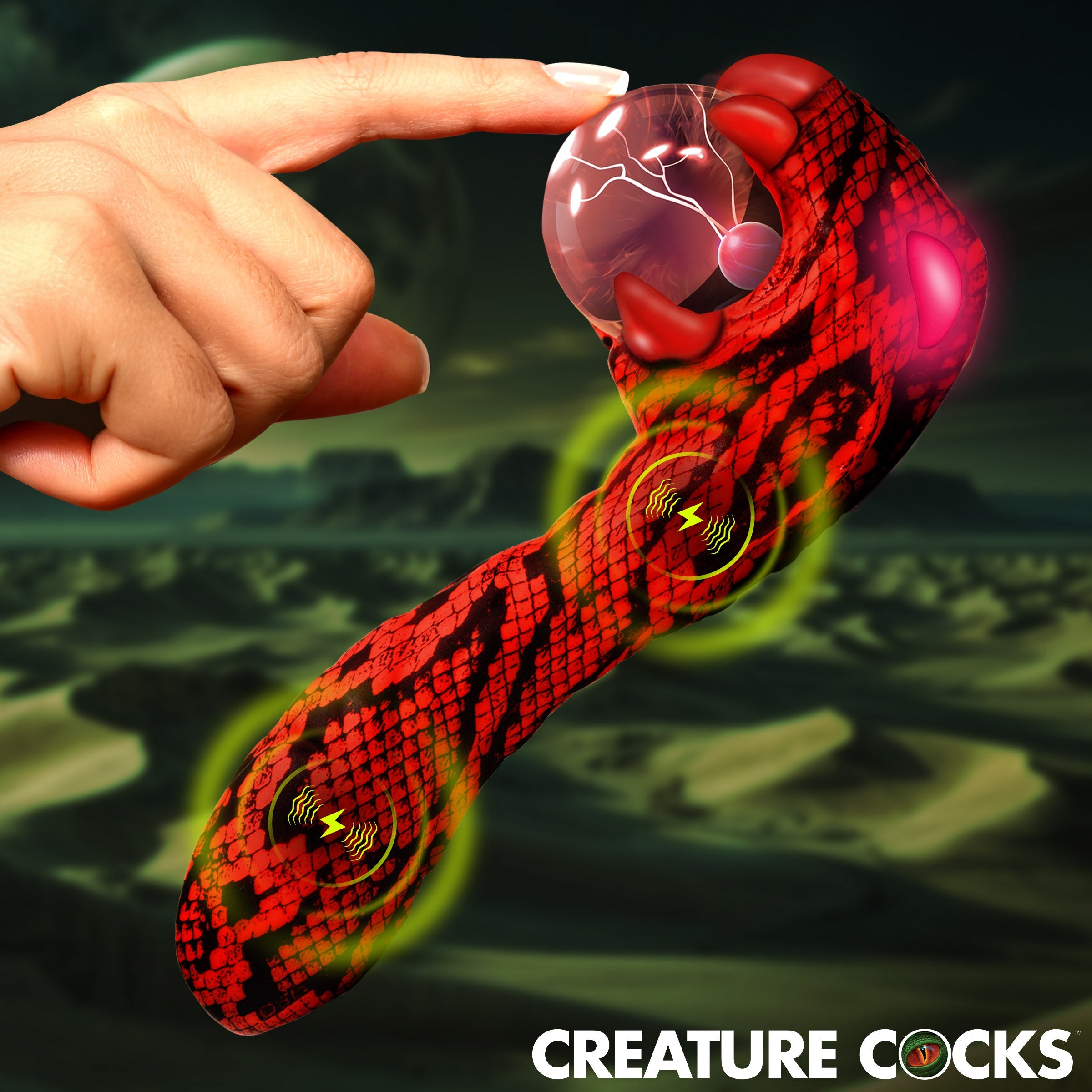 XR Brands Creature Cocks Cobra Rechargeable Fantasy Vibrator - Red - Novelty Vibrators