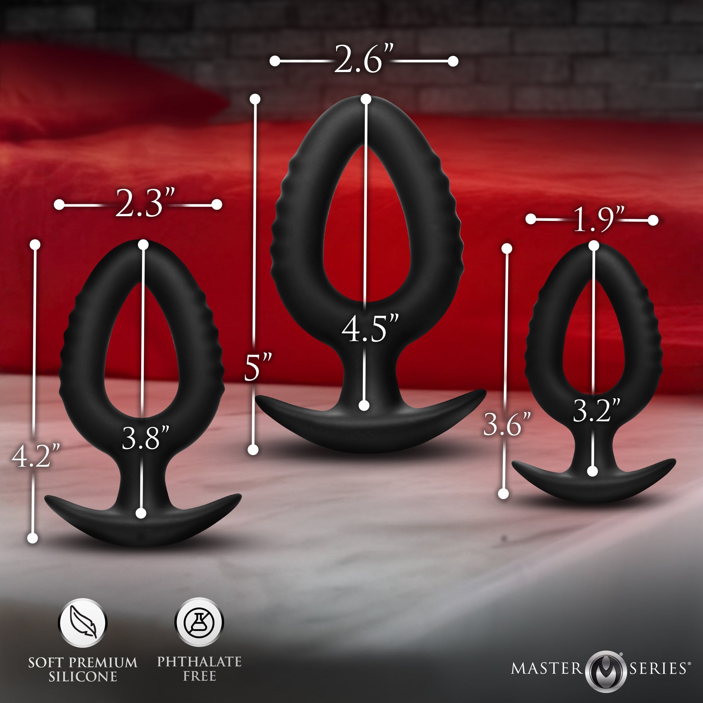 XR Brands Master Series Pop Anal Plug Trainer Set of 3 Sizes - - Butt Plugs