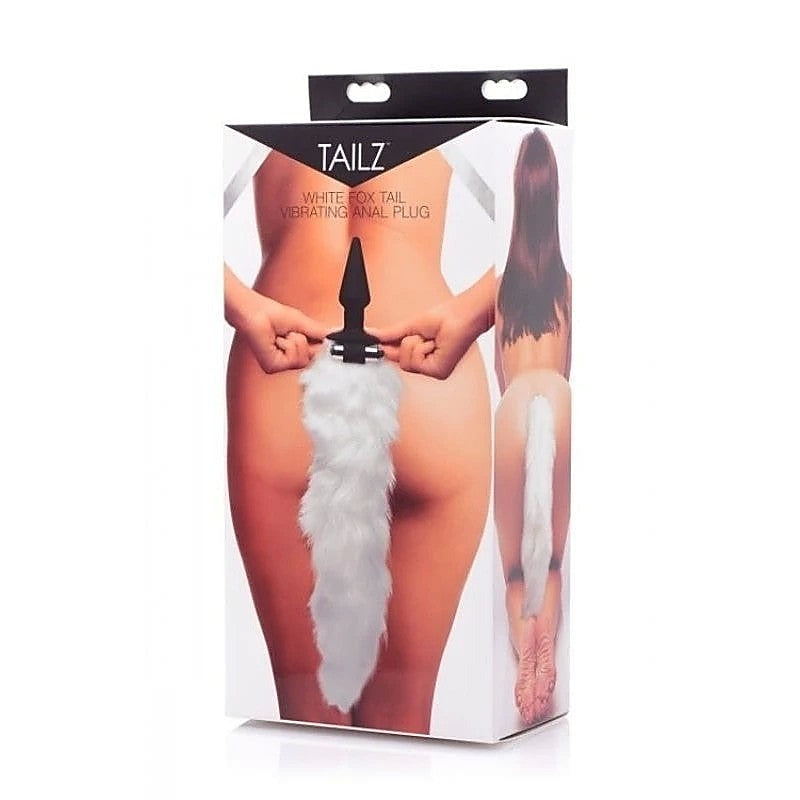 Tailz White Fox Tail Vibrating Anal Plug - Butt Plugs