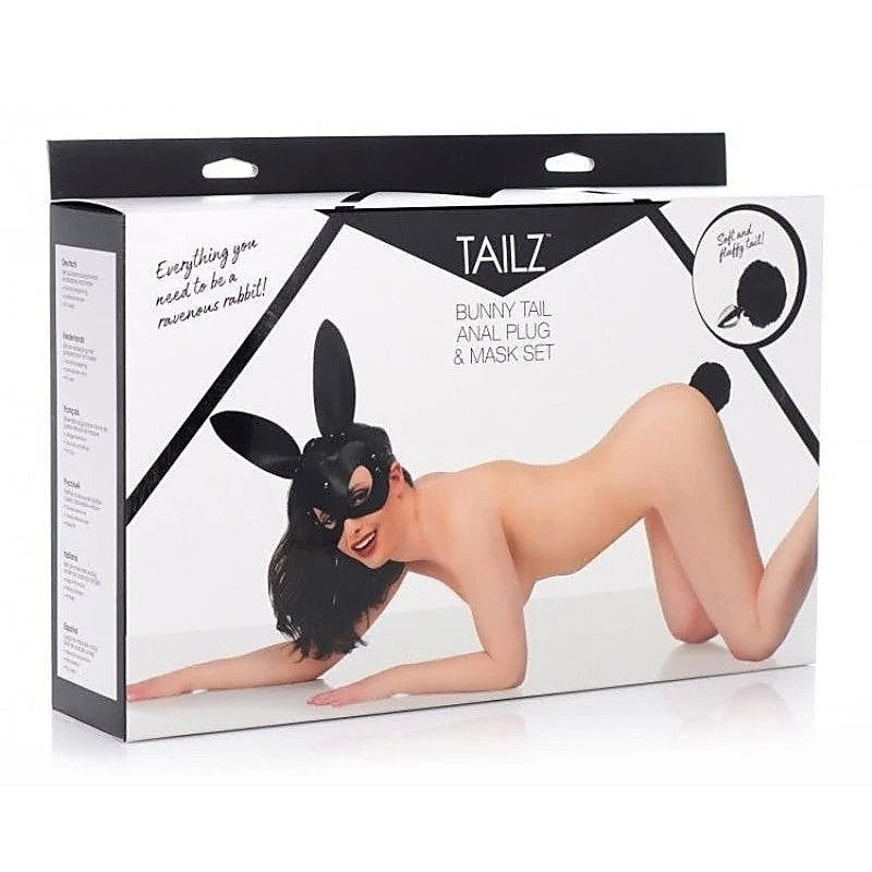 Bunny Tail Anal Plug And Mask Set By Xr Brands - Butt Plugs