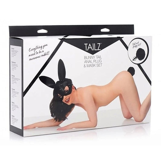 Bunny Tail Anal Plug And Mask Set By Xr Brands - Butt Plugs