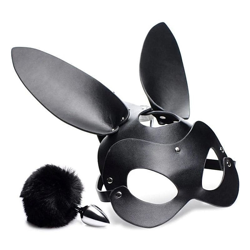 Bunny Tail Anal Plug And Mask Set By Xr Brands - Butt Plugs