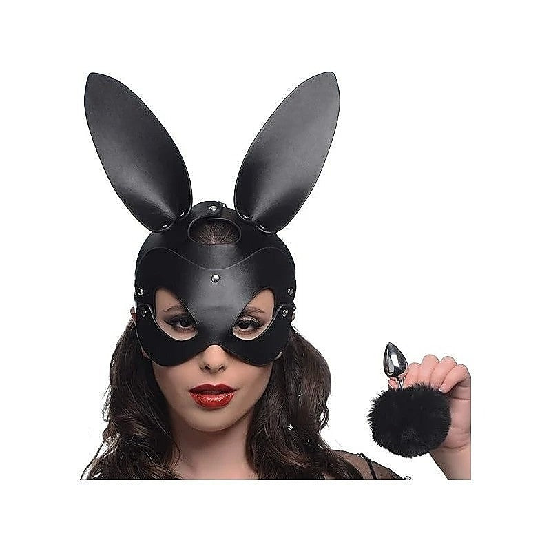 Bunny Tail Anal Plug And Mask Set By Xr Brands - Butt Plugs