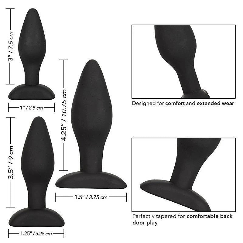3 Piece Silicone Anal Plug Exerciser Kit - Butt Plugs