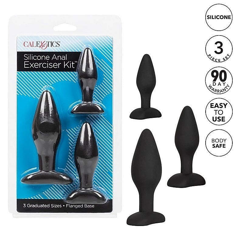 3 Piece Silicone Anal Plug Exerciser Kit - Butt Plugs