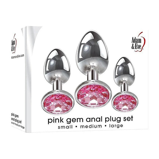 Pink Gem Anal Training Plug Set By Adam & Eve - Butt Plugs