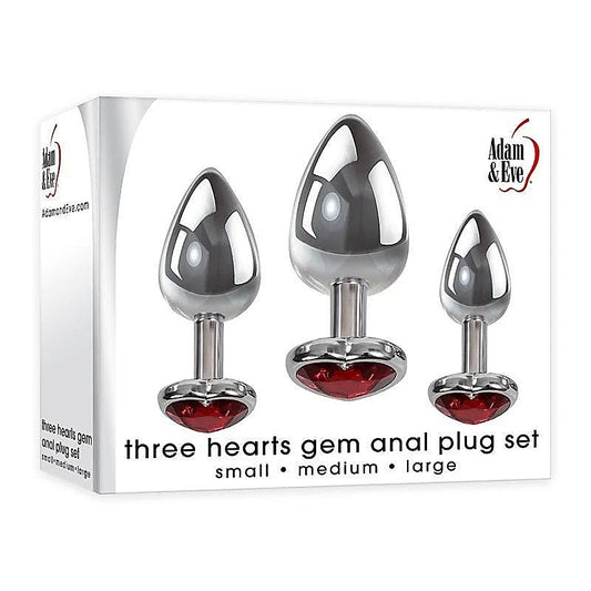 Three Hearts Gem Anal Plug Collection By Adam & Eve Sextoys - Butt Plugs