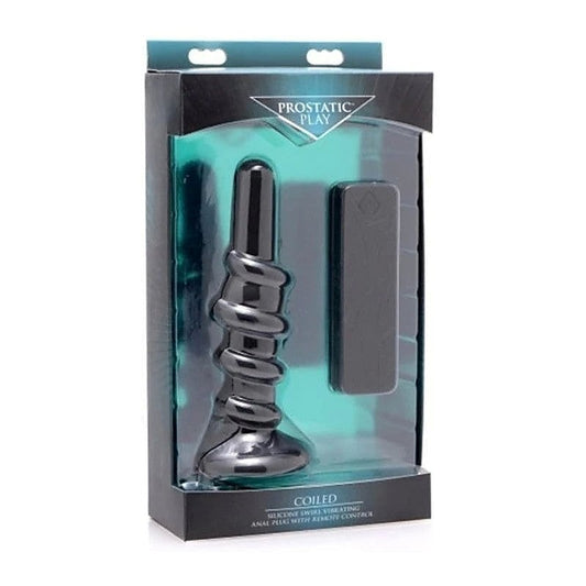 Coiled Vibrating Anal Plug with Controller - Anal Vibrators