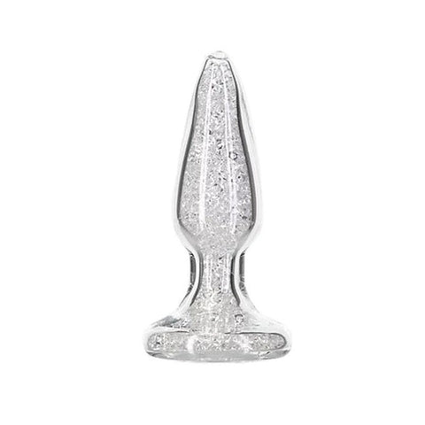 Pillow Talk Fancy Luxurious Glass Anal Plug w Clear Gem - Butt Plugs