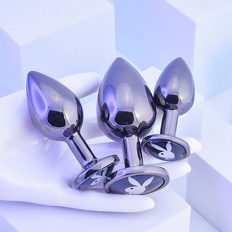 Playboy Pleasure 3 WAYS Metal Butt Plugs Set of 3 Sizes - Butt Plugs