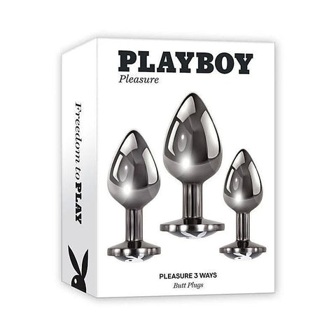 Playboy Pleasure 3 WAYS Metal Butt Plugs Set of 3 Sizes - Butt Plugs