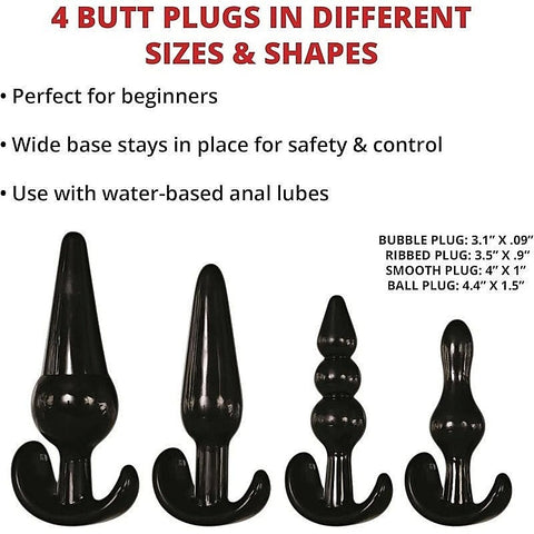 4-Piece Anal Pleasure Set Butt Plug by Adam & Eve - Butt Plugs