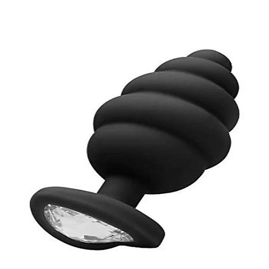 Large Ribbed Diamond Heart Shape Anal Plug By Shots Toys - Butt Plugs