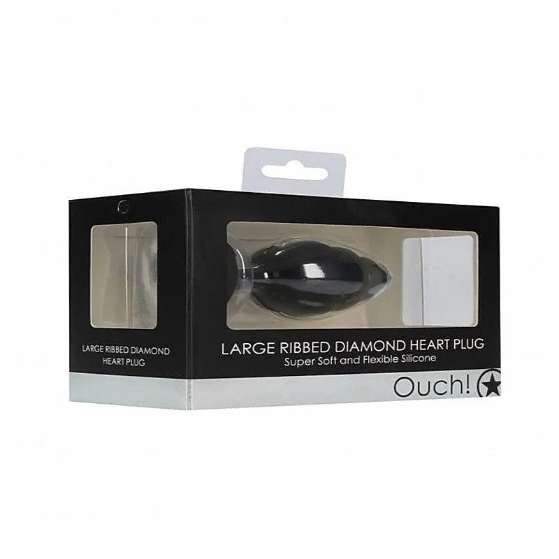 Large Ribbed Diamond Heart Shape Anal Plug By Shots Toys - Butt Plugs