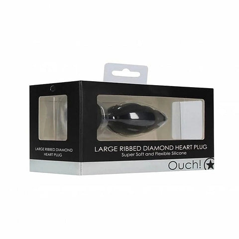 Large Ribbed Diamond Heart Shape Anal Plug By Shots Toys - Butt Plugs