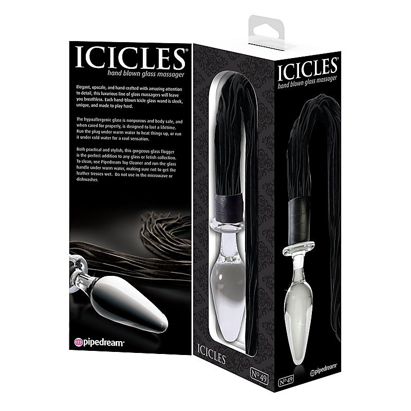 Icicles No 49 Glass Butt Plug And Flogger - Glass Sex Toys